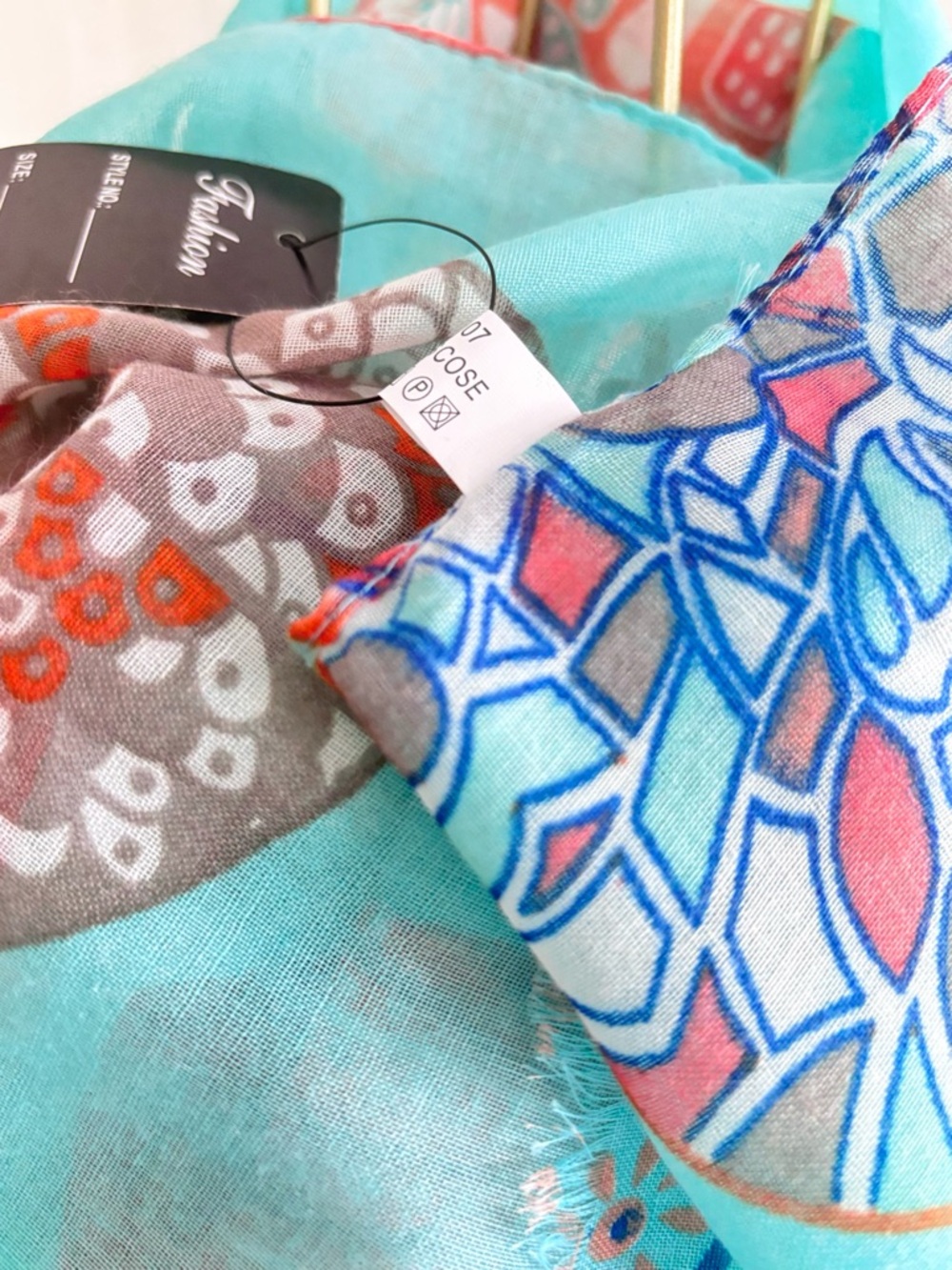 NWT Turquoise Boho Viscose Scarf Wrap 72x34 Lightweight Beach - Picture 6 of 6